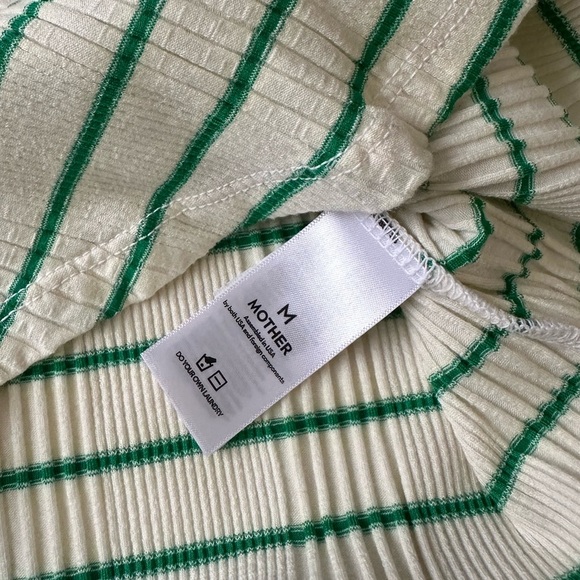 MOTHER Split Varsity Long-sleeve Shirt in Cream/Green Medium - Picture 3 of 8